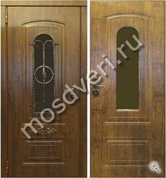 Входная остеклённая дверь для коттеджа с отделкой массивом с двух сторон - купить от производителя Мосдвери Входная остеклённая дверь для коттеджа с отделкой массивом с двух сторон