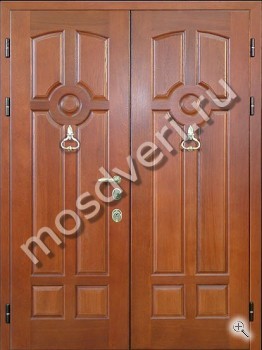 Двустворчатая металлическая дверь МДФ коричневого цвета - купить от производителя Мосдвери Двустворчатая металлическая дверь МДФ коричневого цвета