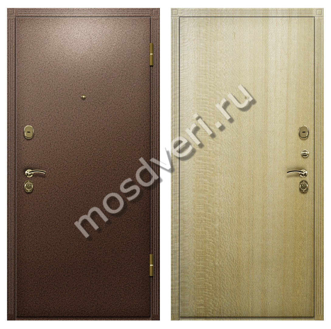 Дверь коричневого порошкового окраса с МДФ с утеплением - купить от производителя Мосдвери Дверь коричневого порошкового окраса с МДФ с утеплением