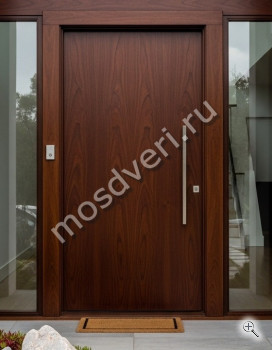 Большая входная дверь в частный дом темно-коричневая - купить от производителя Мосдвери Большая входная дверь в частный дом темно-коричневая